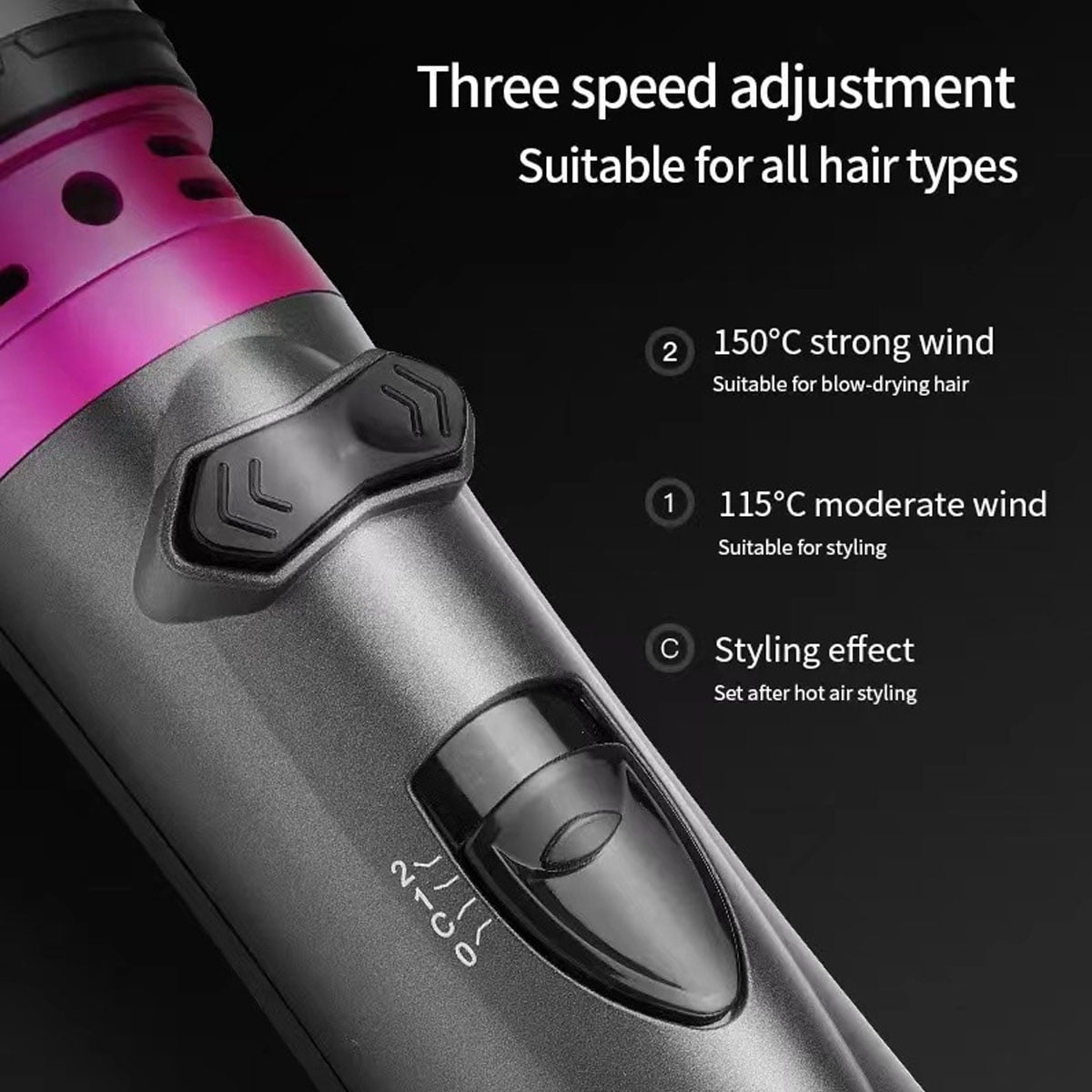 Yiliangx 3-in-1 Hot Air Styler and Rotating Hair Dryer, Hair Dryer and Blow Dryer Brush in One, 2 Interchangeable Brushes for Dry and Wet Hair, Auto-Rotating Curling Hot Hair Brush (Purple)