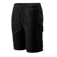 thumbnail image 4 of HOOMEUMY Men's Summer Shorts Drawstring Elastic Waist Breathable Loose Fit Casual Solid Color Sports Beach Shorts with Pockets Black L, 4 of 4