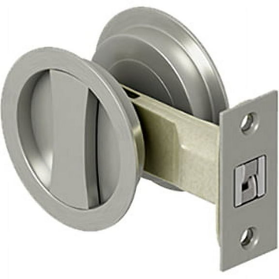 Deltana Solid Brass Sliding Door Round Privacy Lock - Brushed Nickel