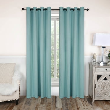 BNM Solid Blackout Curtains, Set of 2, 52" x 84", Green Lily