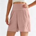 thumbnail image 4 of IUYRTFE Women High Waist Yoga Shorts with Pockets Stretch Elastic Waist Workout Bottoms for Gym Running, 4 of 6