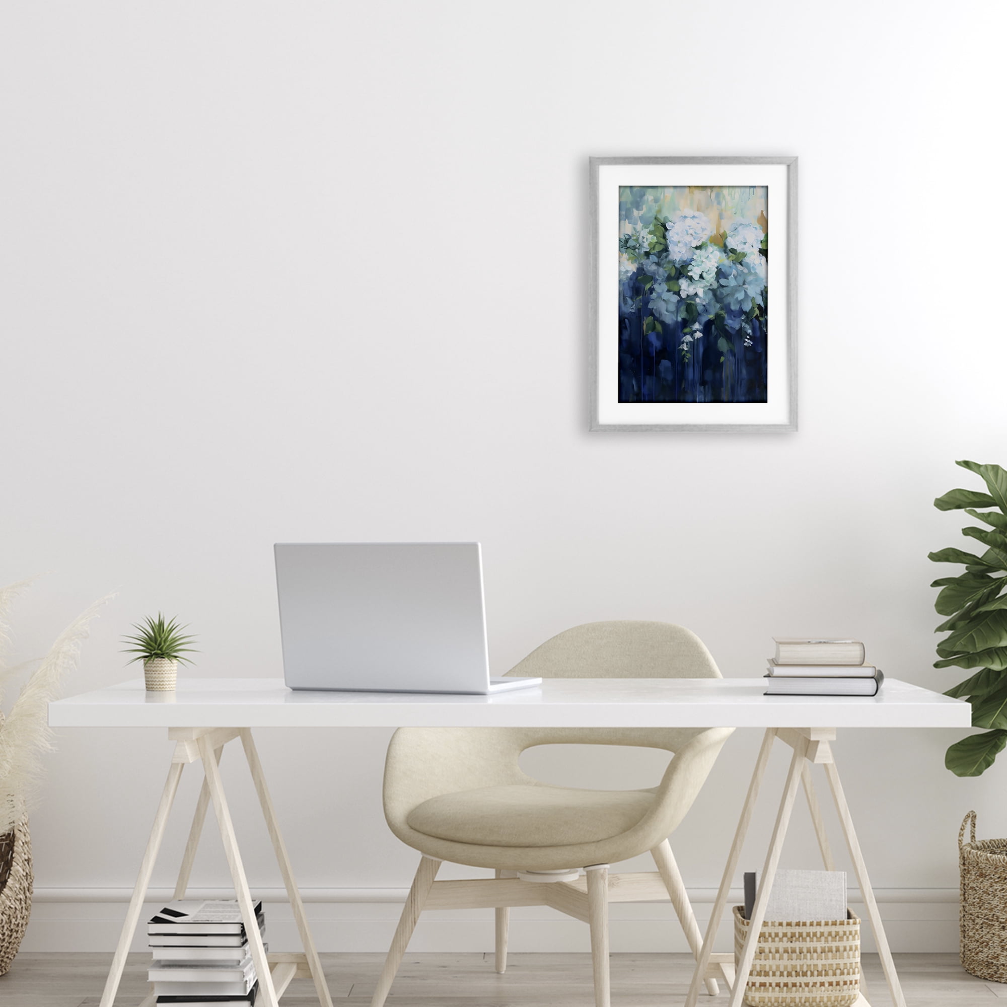 Stupell Industries Lush Blue Hydrangea Abstract Gray Framed Print Under Glass, design by Gina Kelly