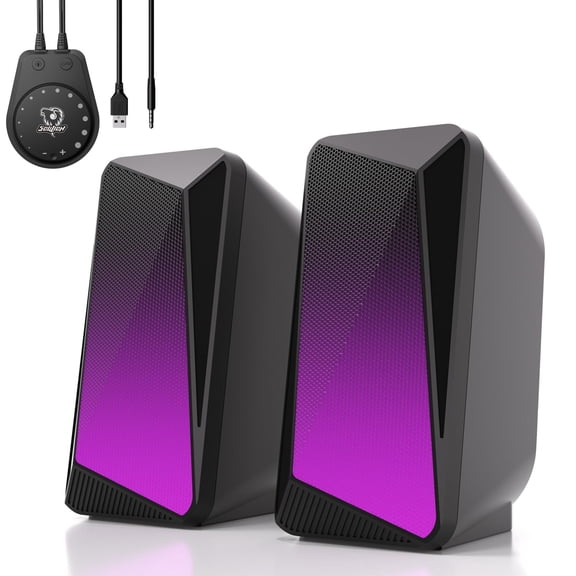 Computer Speakers for Desktop PC Monitor USB Powered Gaming Speaker | Pulsing & LED Flame Lighting Effects, Easy-Control Pod, Bluetooth & 3.5 mm AUX Mode, Balanced & Clear Sound,USB Powered, C30