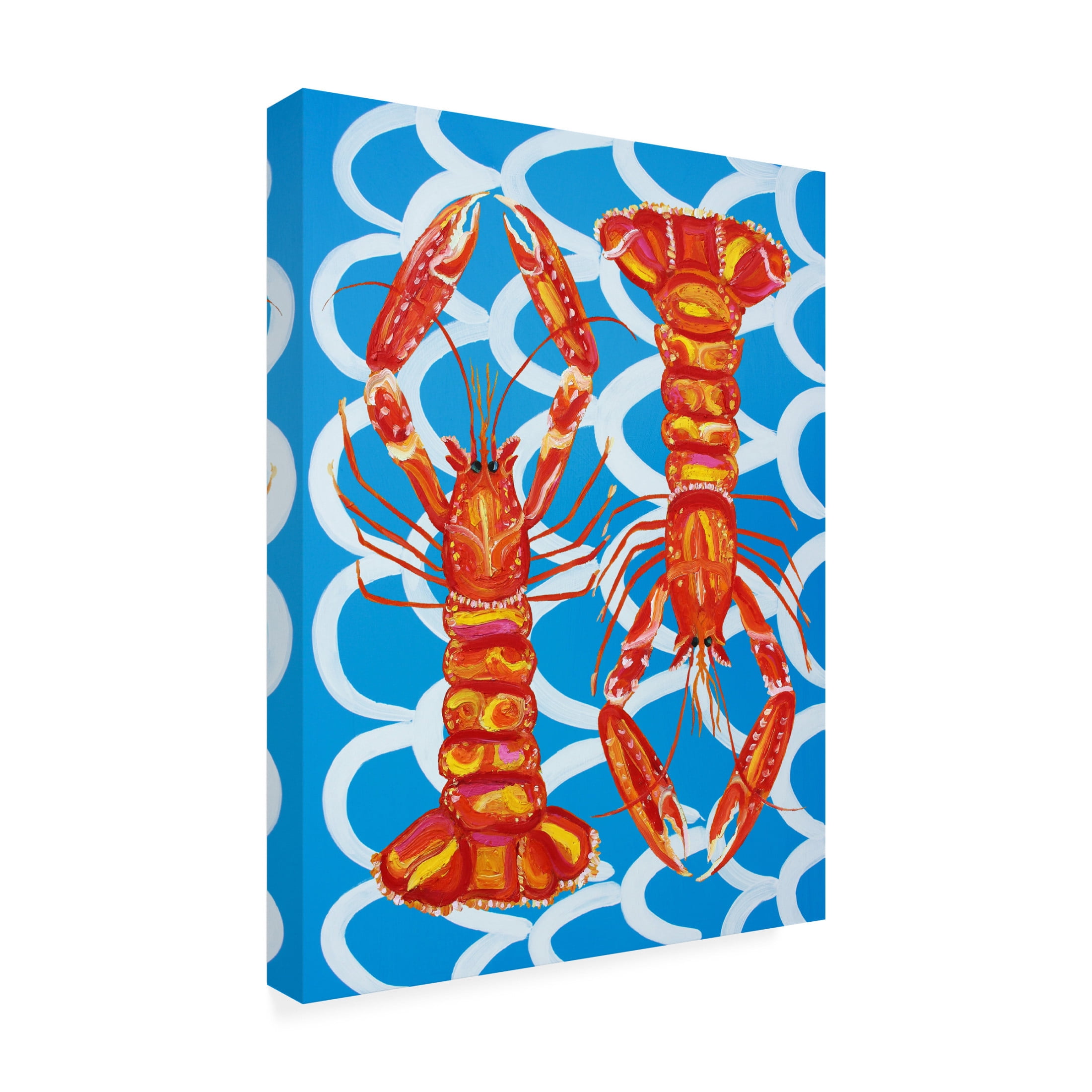 Trademark Fine Art Alice Straker  Langoustines On Blue Canvas Wall Art