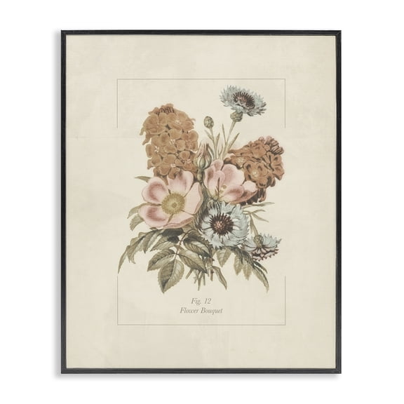 Stupell Industries Flower Bouquet Vintage Blossoms Black Framed Giclee Art, design by Dan Meneely