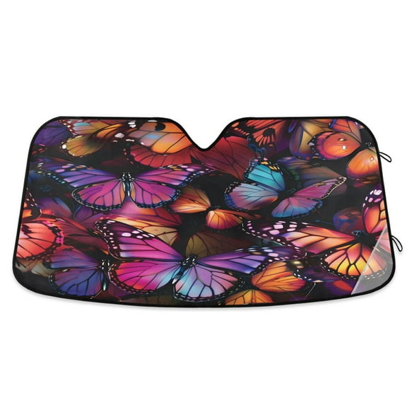 ALAZA Orange Purple Butterfly Windshield Sun Shade Car Foldable Sun Visor Block UV Rays Protector 55"x27.6"