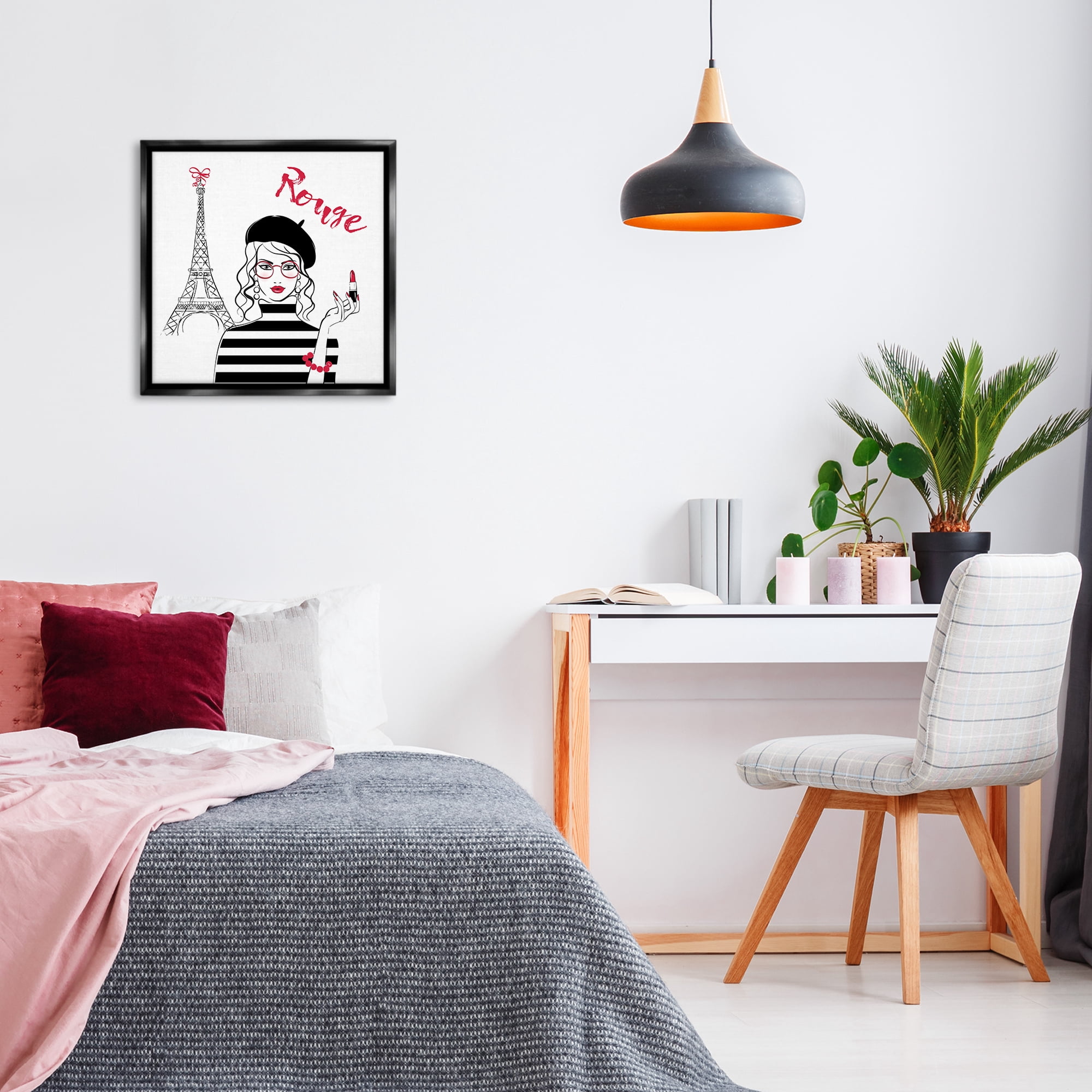 Stupell Industries Rouge Parisian Fashion Novelty Painting Black Floater Framed Art Print Wall Art, 25 x 25