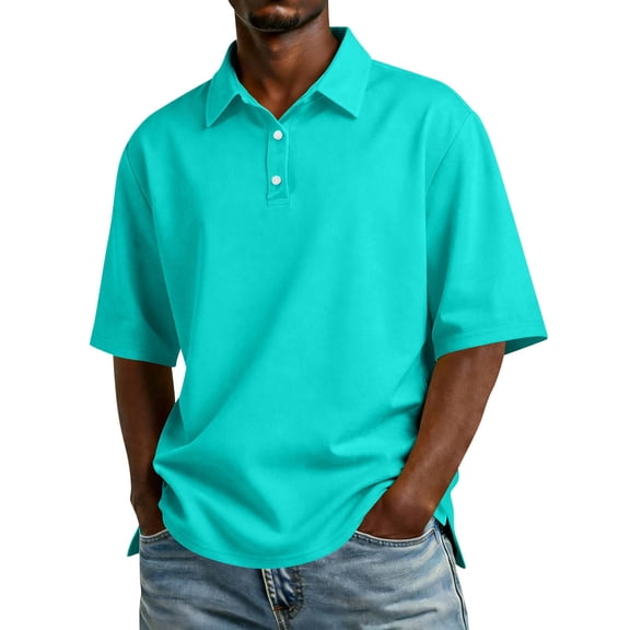 Men's Relaxed Fit Polo Shirt Lightweight Breathable Short-Sleeve T-Shirt Casual Collared Top