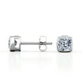 thumbnail image 3 of JeenMata Pendientes con Solitario de Moissanita en Forma de Cojín de 1 Quilate Engastado en Bisel y Baño de Oro Blanco de 18 K sobre Plata, 3 of 5