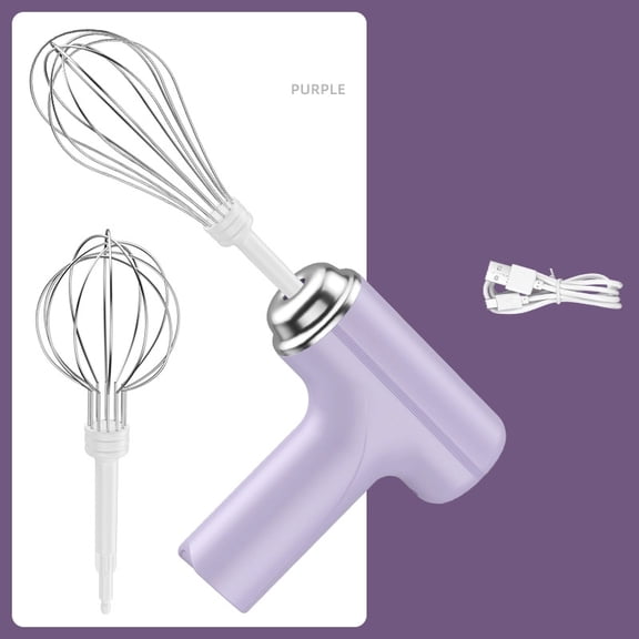 1pc Portable Handheld Mixer, Wireless Electric Blender, Electric Egg Beater, Milk Frother, Home Baking Cake Cream Mixer, Stainless Steel Mixer, Kitchen Appliances Tools-Purple