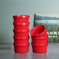 thumbnail image 7 of 4 x 4 x 2.1" 8 oz Ceramics Baking Bowls, Set of 8, Porcelain Dipping Sauce Bowls, for Baking, Pudding, Dessert, Porcelain Souffle Dish, Ice Cream, Red, 7 of 7