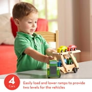 Melissa & Doug Car Carrier Truck and Cars Wooden Toy Set With 1 Truck and 4 Cars