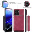 thumbnail image 7 of SaniMore Case for Motorola Moto X30 Pro 6.7" 2022, PU Leather Case Detachable Magnetic Zipper Wallet Card Slots Kickstand Wireless Charging Anti-drop Shockproof 360°Protection Case, Red, 7 of 7