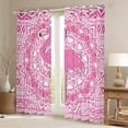 thumbnail image 3 of Feelyou Kawaii Pink Flamingo Black Out Curtains for Girl, Chic Damask Flower Floral Curtains Pack of 2 (42x63 Each), Aztec Triangle Bedroom Curtains, Window Curtains Home Decor, 3 of 7
