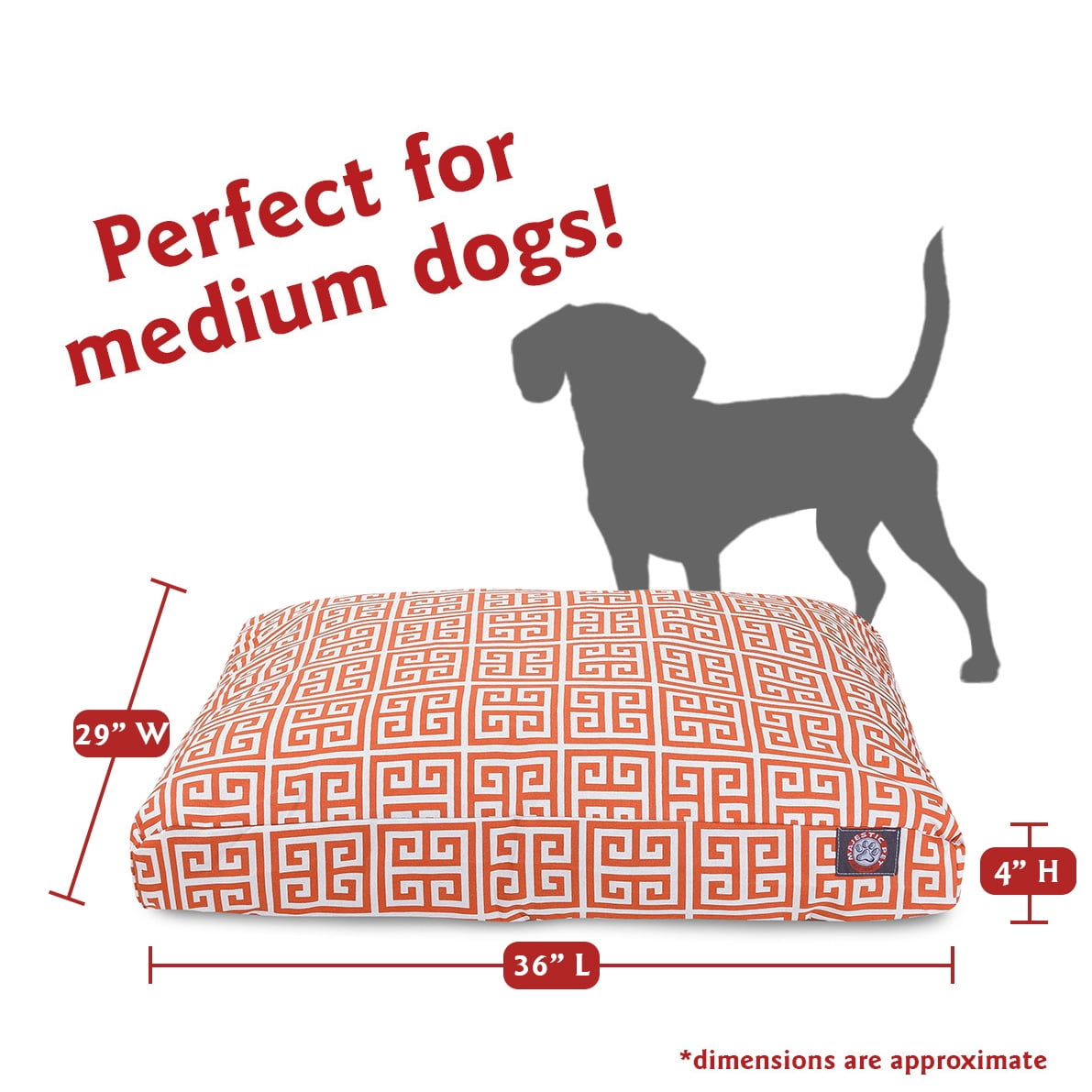 Majestic Pet | Towers Rectangle Pet Bed For Dogs, Removable Cover, Orange, Medium