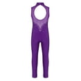 thumbnail image 2 of Alvivi Kids Girls Sleeveless Rhinestone Gymnastics Leotard Unitard Full Body Ice Skating Jumpsuit Bodysuit Purple 6, 2 of 7