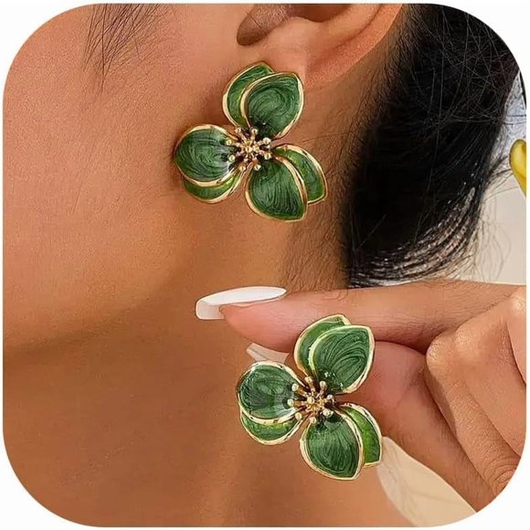 czcpp-Gold Flower Earrings Statement Earrings for Women Elegant Floral Jewelry for Women Gold Statement Earrings Unique Flower Design
