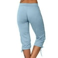 thumbnail image 7 of Aboser Capri Sweatpants for Women Breathable Casual Hiking Capris Drawstring Elastic Waist Joggers Pants Solid Color String Capri Pants Knee Length Athletic Running Trousers, 7 of 7
