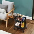 thumbnail image 4 of 2-Tier Utility Rolling Cart Storage Sofa Side Table with Wheels, Mobile Trolley Organizer with for Office Home Kitchen Organization, Black, 4 of 14