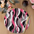 thumbnail image 3 of Pink Stripe Round 13 Inch Placemats Set of 8, Gradient Grey Moire Geometric Modern Abstract HeatResistant Non Slip Place Mats for Dining Table, Wipeable Braided Kitchen Table Mats for Housewarming, 3 of 9