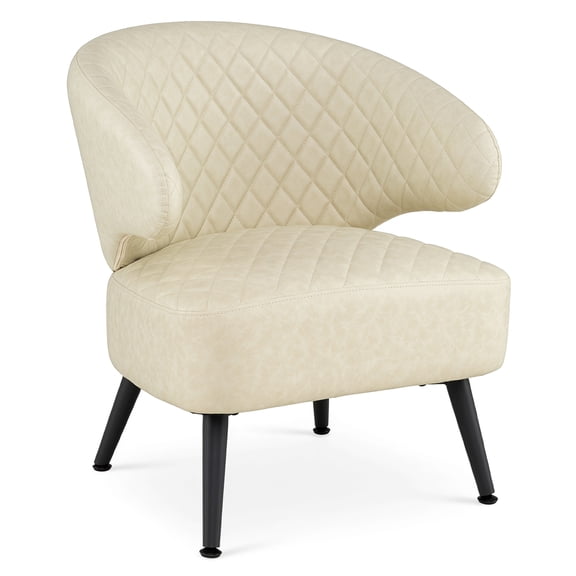 Costway 1 PCS Modern Accent Chair, Comfy PU Leather Upholstered Armchair, Robust Metal Legs