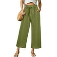 thumbnail image 2 of Green Womens Sweatpants Women's Linen Wide Leg Pants Casual Loose High Waist Beach Haren Pants Pockets Casual Pants Women, 2 of 6