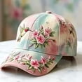 thumbnail image 2 of Basysin Vintage Print Baseball Cap Adjustable Hat Casual Outdoor Travel Sun Hat Fashion Aesthetic Flower Pattern Trucker Hat for Men & Women, 2 of 5