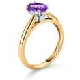 thumbnail image 3 of Gem Stone King 10K Yellow and White Gold Purple Amethyst Solitaire Engagement Ring for Women (1.20 Cttw, Oval Checkerboard 8X6MM, Gemstone February Birthstone, Available in Size 5, 6, 7, 8, 9), 3 of 4