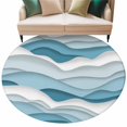 thumbnail image 2 of Blue Ombre Large Round Rug 8 FT, Non Slip Living Room Area Carpet, Modern Geometric Moire Abstract Art Washable Soft Circle Rug Non-Shedding Floor Carpet for Bedroom Office Dining Room, 2 of 9