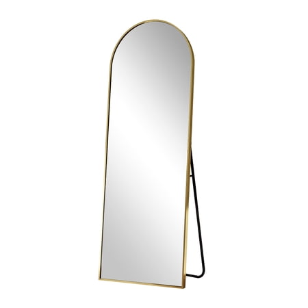 BEAUTYPEAK ARCHED FULL LENGTH FLOOR MIRROR 59.1″X16″ FULL BODY STANDING MIRROR,GOLD