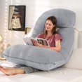 thumbnail image 3 of AI-PIKA Almohada de Maternidad en Forma de U, Almohada de Cuerpo Completo para Embarazadas, Funda de Terciopelo Lavable, 3 of 7