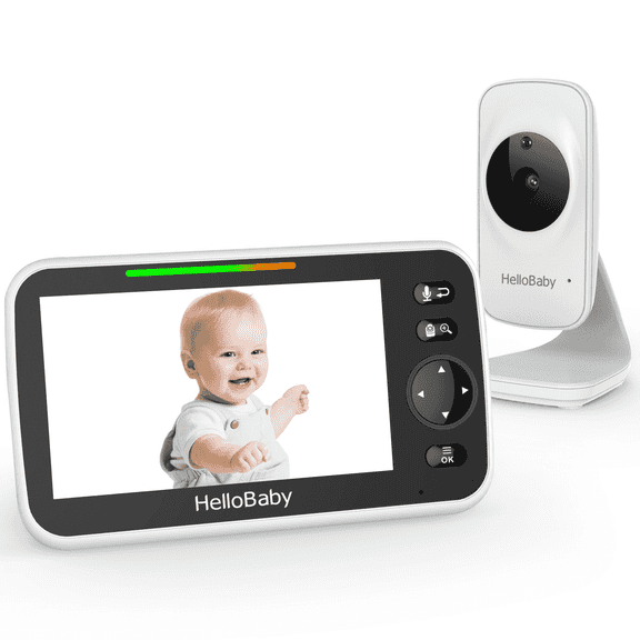HelloBaby Video Baby Monitor with 5 inch Large Screen, Baby Monitor with Camera and Audio, 1000ft Long Range, Temperature Sensor, 2-Way Audio, ECO Mode