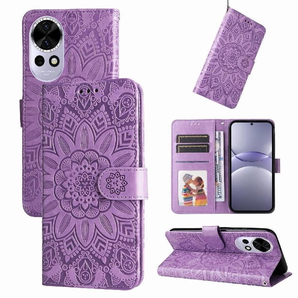 Funda tipo cartera GANGXUN para Huawei Nova 14 , diseño girasol, cuero PU, soporte, cierre magnético, tarjetero