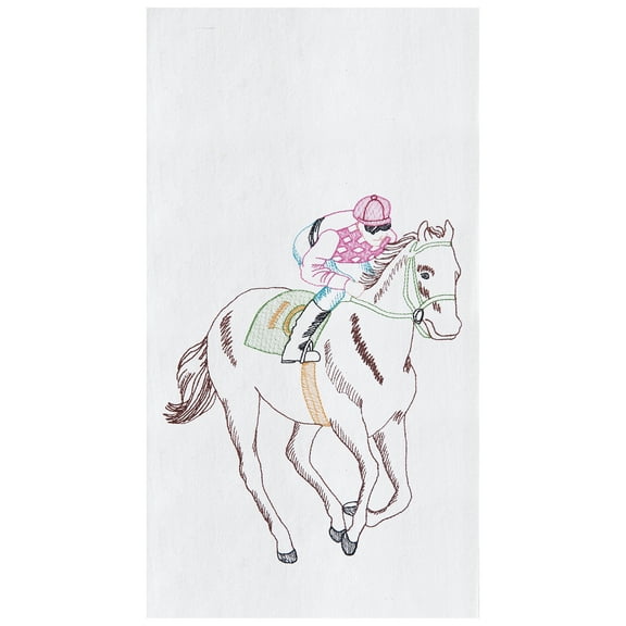 Thoroughbred Horse Racing Jockey Derby Day Flour Sack Cotton Decorative Kitchen Dishtowel