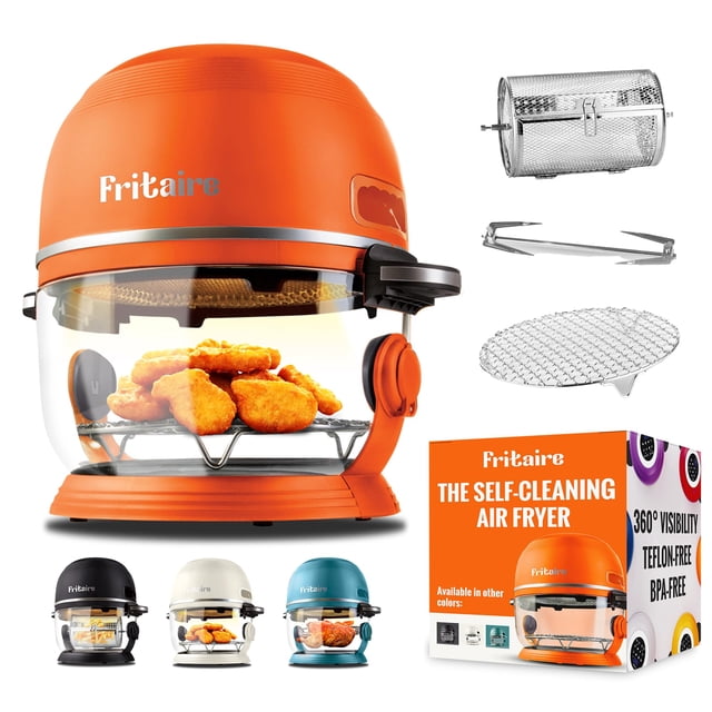 Air Fryer Fritaire Glass, 5 litros, 400 F, 6 en 1, autolimpiante, color naranja