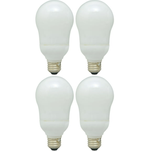 (4 bulbs) GE Lighting 89634 Energy Smart CFL 20-Watt (75-watt replacement) 1100-Lumen A19 Light Bulb with Medium Base, 1-Pack