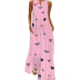 thumbnail image 1 of MAWCLOS Robe Débardeur pour Femme Sans Manches Longue Maxi Robes Col en V Été Plage Robe d'Été Ample Vacances Imprimé Papillon Rose P, 1 of 2