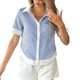 thumbnail image 1 of Tops de las Mujeres Casual Botón de Color Sólido Bordado Hueco-Fuera Blusa de Manga Corta para el Uso Diario, 1 of 9