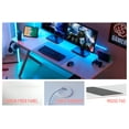thumbnail image 2 of JJS Game Table 63 ", carbon fiber surface computer table, mouse pad, ergonomic e-sports style game table, dual headphone hooks, White pink, 2 of 8