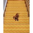 thumbnail image 2 of Orange Geometric Stair Treads for Wooden Steps Indoor Runner Rug Carpet, Modern Moire Abstract Art Aesthetics 15 Pieces Peel and Stick Staircase Step Treads Covers Washable Throw Door Mats, 30"x8", 2 of 6