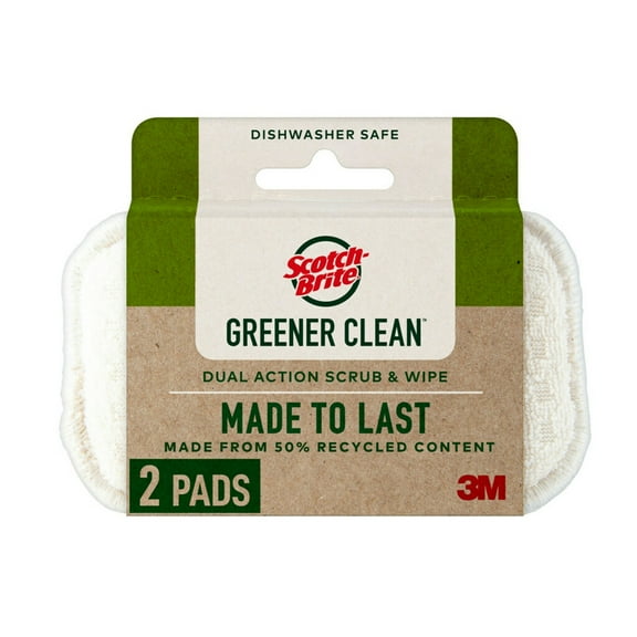 Scotch- Brite Greener Clean Dual Action Scrub & Wipe, 2 Pads