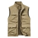 thumbnail image 2 of pstuiky Camisetas sin mangas para hombre, Chaqueta de trabajo sin mangas con cuello alto, bolsillos múltiples y cremallera para hombre Camisas de hombre l, 2 of 3