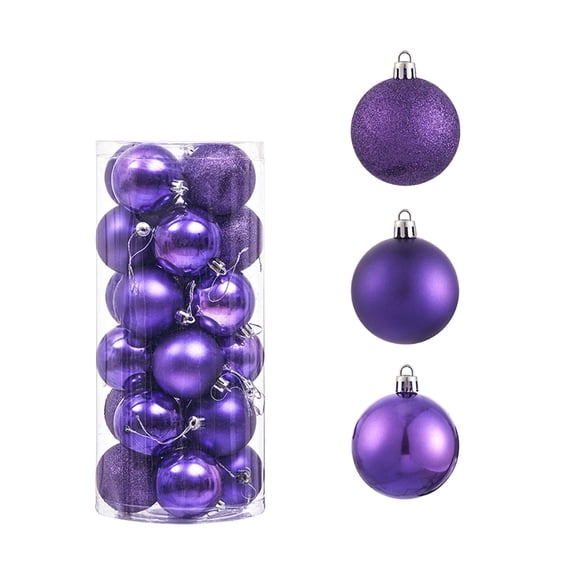 24 Pack Christmas Balls Ornaments 2.4 Inch Shatterproof Plastic Hanging Baubles 6 Colors Available For Xmas Tree Holiday Party Home Decoration