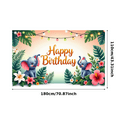thumbnail image 3 of Happy Birthday Banner Elephant Decoration Tropical Leaves Polyester Material for Kids Party Animal Theme Birthday Celebration, 3 of 7
