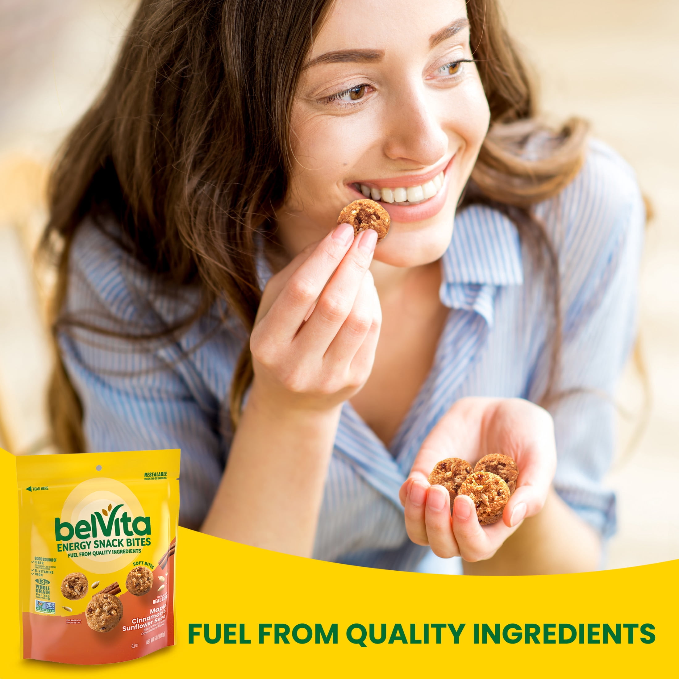 belVita Energy Snack Bites, Maple, Cinnamon and Sunflower Seed, 5 oz Bag