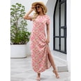 thumbnail image 3 of Chiclily Women's Summer Maxi Dress Loose Short Sleeve T-Shirt Long Dress Floral Casual Side Split Sundress with Pockets, S-2XL, 3 of 9