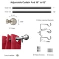 thumbnail image 3 of Evideco Adjustable 1" Single Window Curtain Rod 50" to 82" Silver - 50" to 82" L x 1" D, 3 of 3