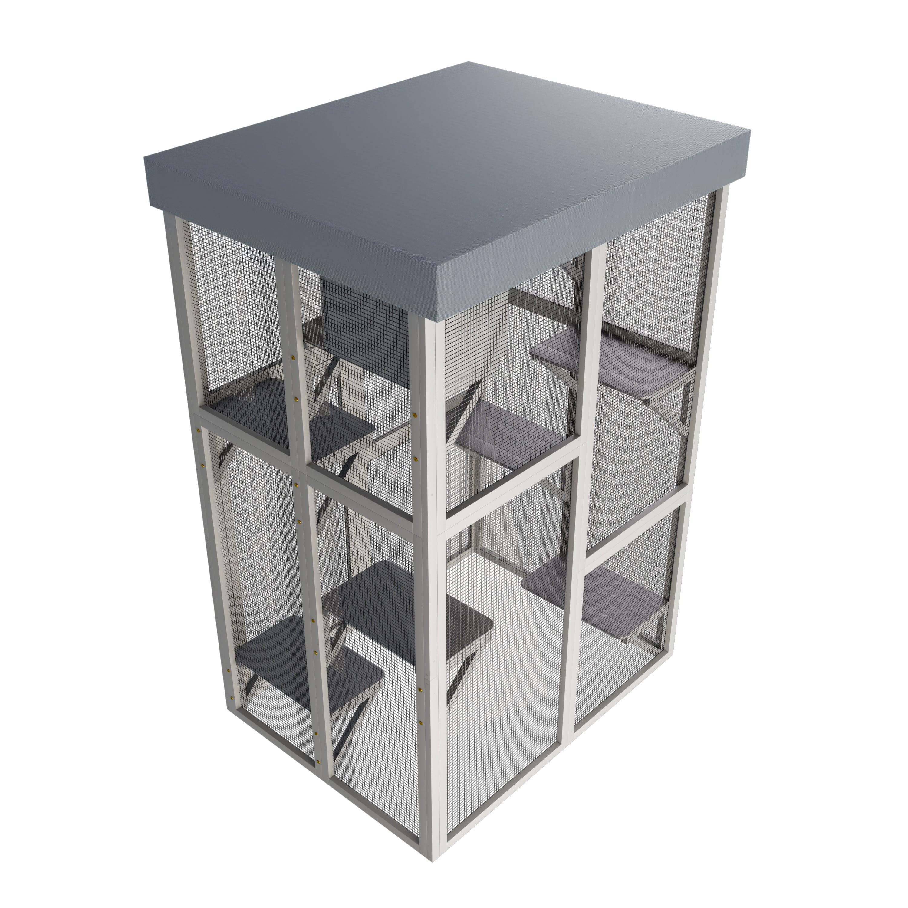 Seizeen 70’’H Catio for Outdoor, Solid Wood Cat House Enclosure, Indoor Pet Cage w/6 Jumping Platforms & 2 Napping Houses, Weatherproof Roof