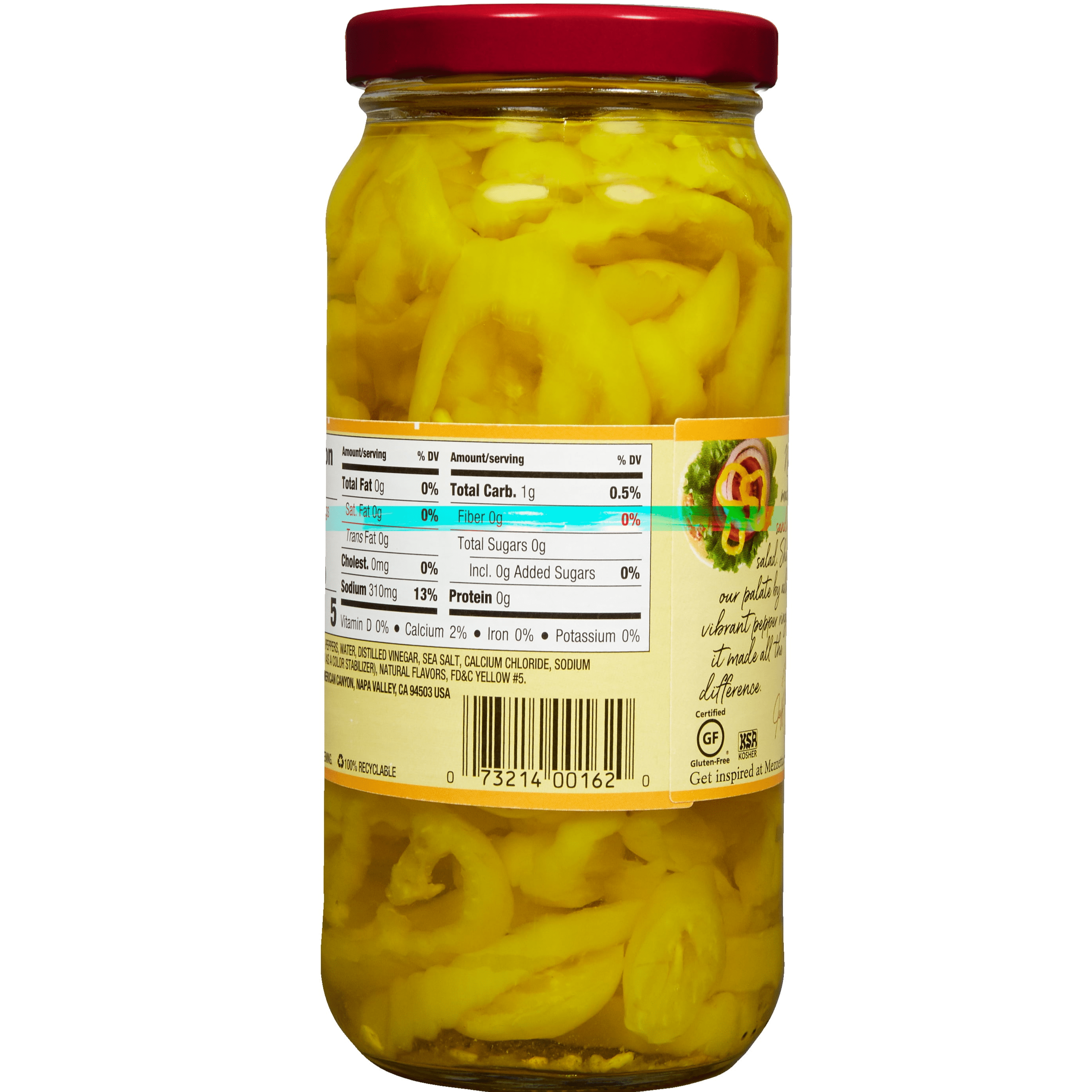 (4 pack) Mezzetta Mild Banana Pepper Rings, 16 fl oz Jar