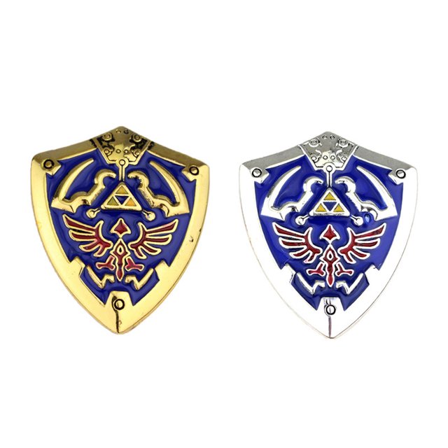 Pin - Pin Escudo Hylian - Broche - Escudo Hylian, 2 Piezas Astilla y Oro Tamaño 1.5 JM